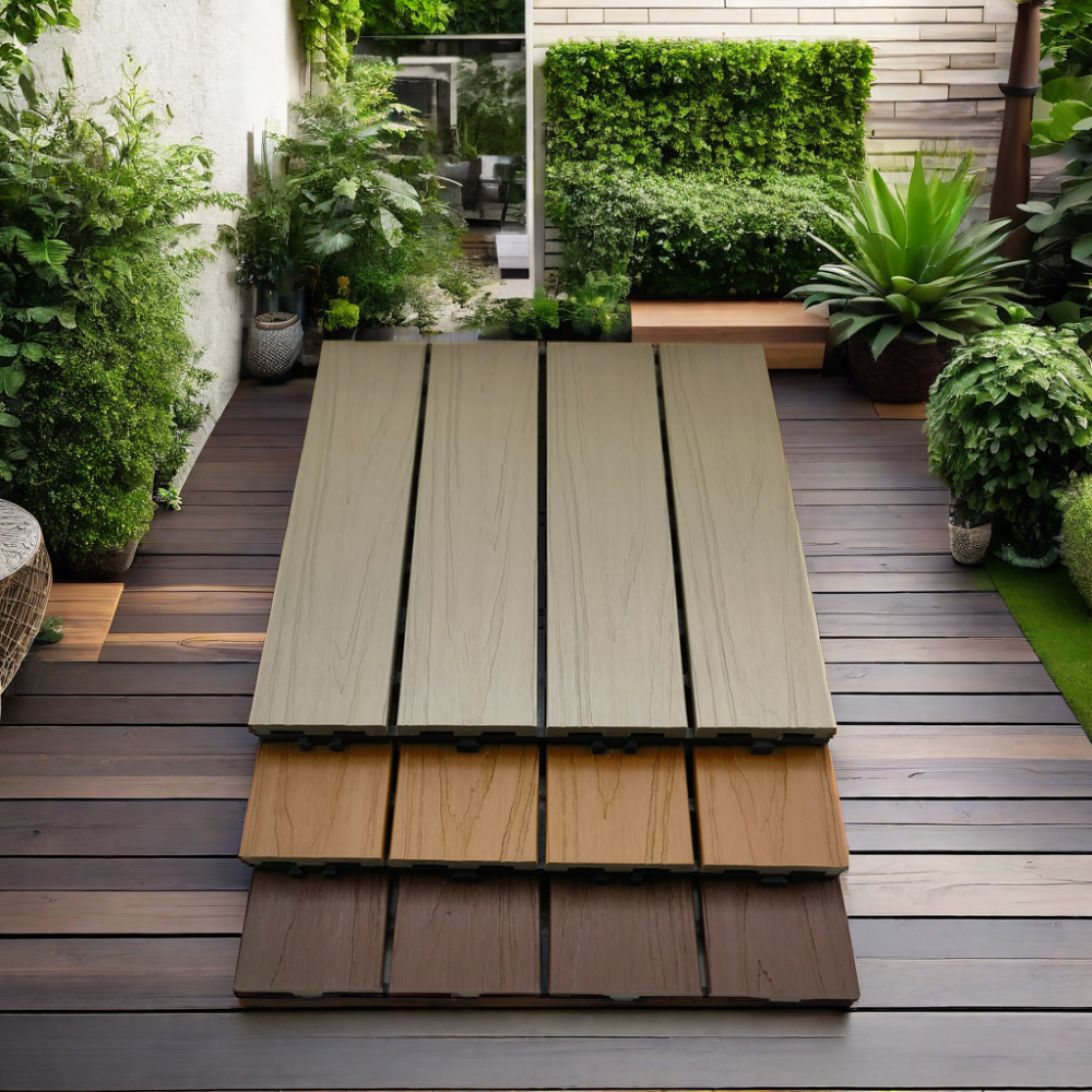 Antiseptic Wood Plastic Composite Outdoor Wpc Modern Engineered Wood Decking Floors 3d Interlock Diy Decking Tiles