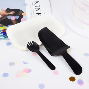 High Quality Disposable Tableware 10 Pcs/bag  Birthday Cake Plate Knife and Fork for Party Birthday Party Supplies