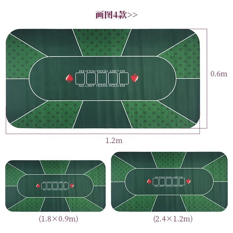 Roll Up Non-Slip Square Green Rubber Pads Texas Poker Table Mat Board Game Casino Poker Mat