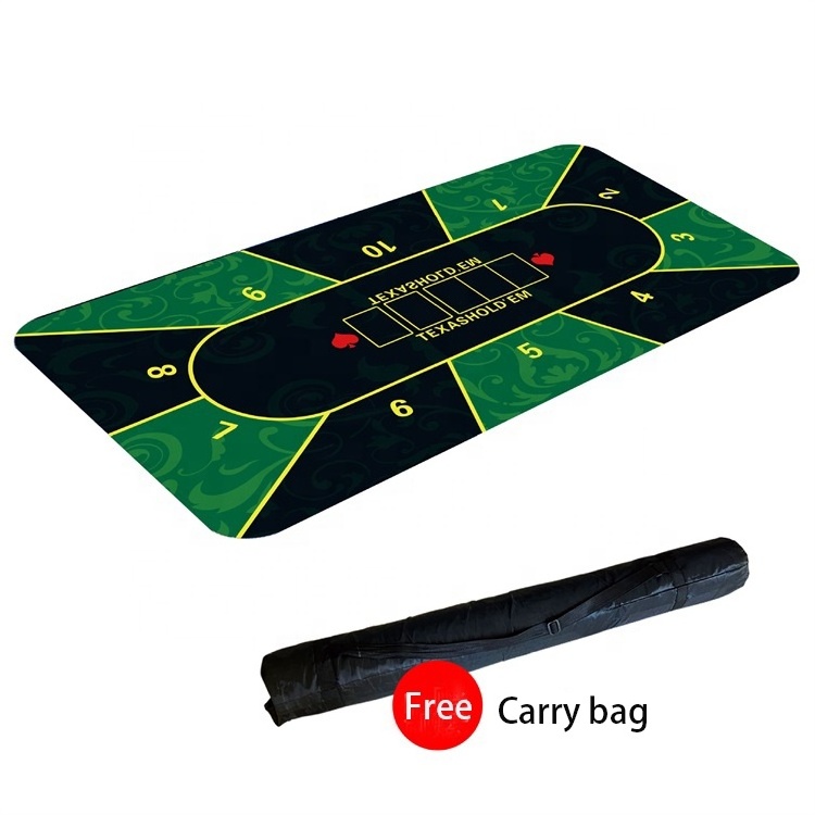 120*60*0.2cm Mutispandex 10 Players Texas Hold'em Premium Rubber Poker Mat in Stock