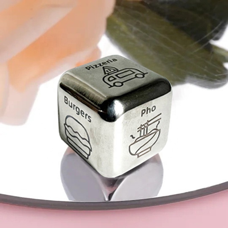 5 Styles 27mm Metal Zinc Enamel 6 Sided D6 Stainless Steel Food Decision Dice