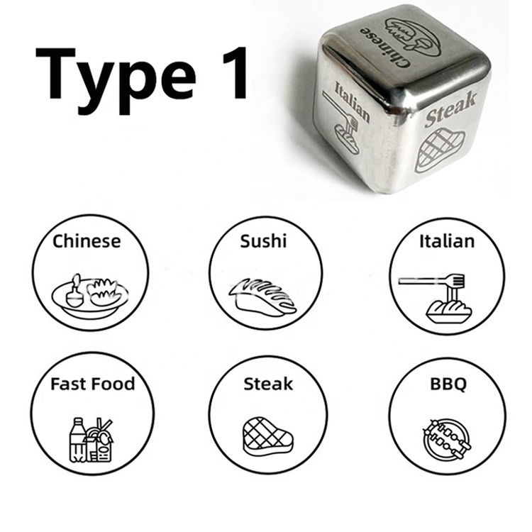 5 Styles 27mm Metal Zinc Enamel 6 Sided D6 Stainless Steel Food Decision Dice