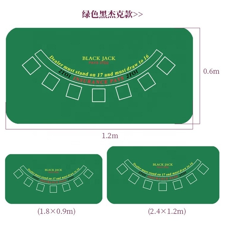 High Quality Mutispandex Fabric Custom Casino Blackjack Card Game Poker Mat for Adult