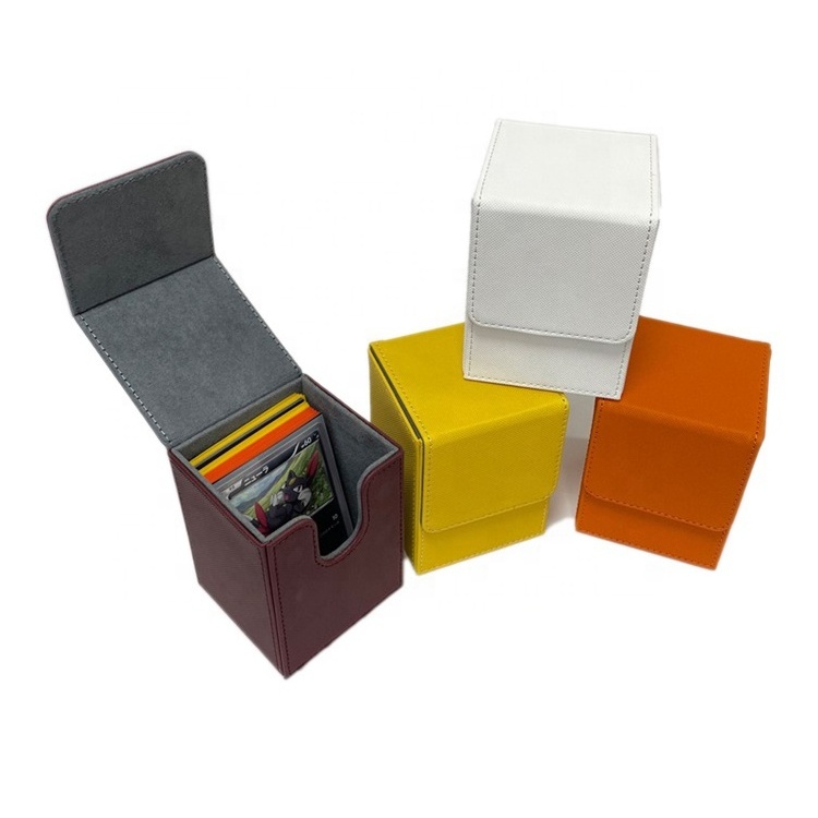 Wholesale Large 100+ Sleeved Cards Deck Storage Box PU Leather Playing Card Box