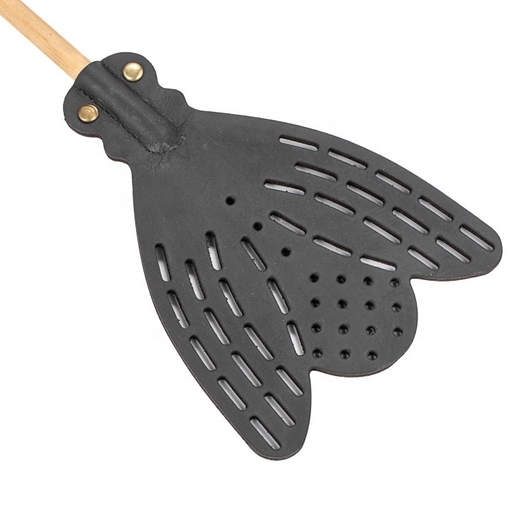 Custom Logo Outdoor Mosquito Zapper Small Real Leather Fly Swatter for Promotional