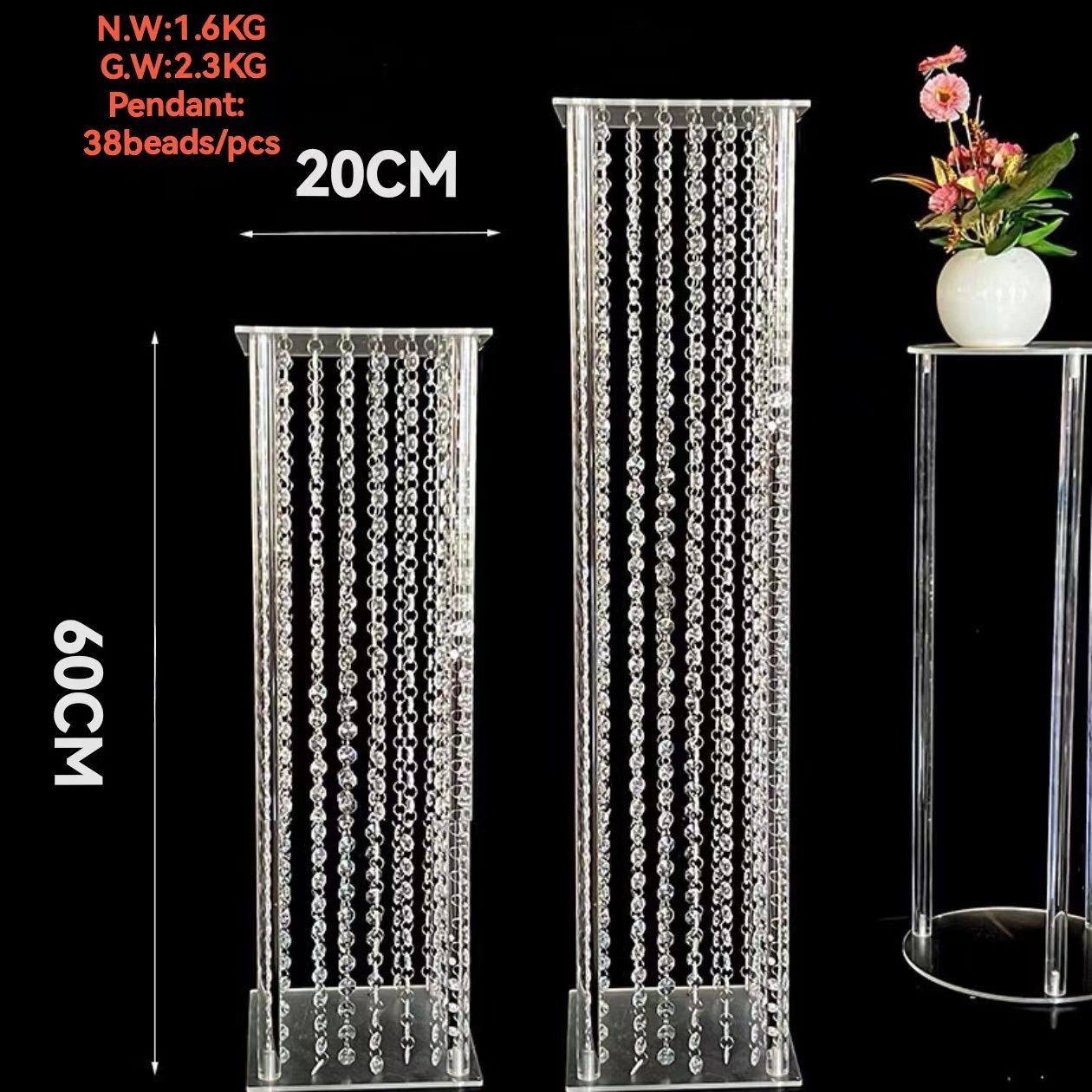 Romantic wedding supplies Acrylic flower stand High-end wedding centerpiece, table decoration crystal vase flower bouquet