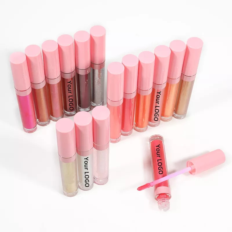 Hot Sale Custom Vegan Matte Liquid Lip Gloss 54 Colors DIY Lip Gloss Waterproof Pink Lipstick Makeup with Private Label