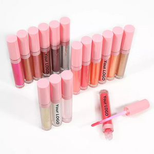 Hot Sale Custom Vegan Matte Liquid Lip Gloss 54 Colors DIY Lip Gloss Waterproof Pink Lipstick Makeup with Private Label