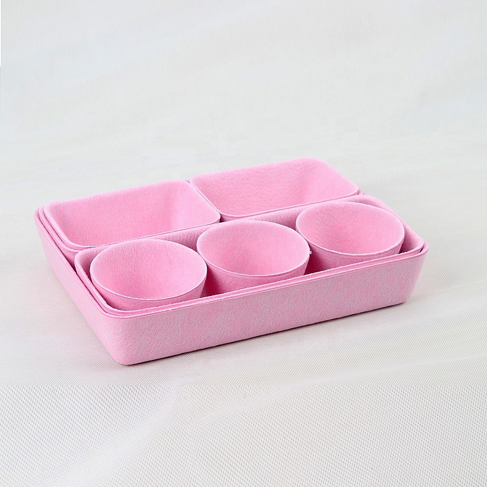 New Arrival Non Woven Small Size Polyester Basket Snack Cosmetic Organizing Box Felted Storage Basket for Cabinet Office