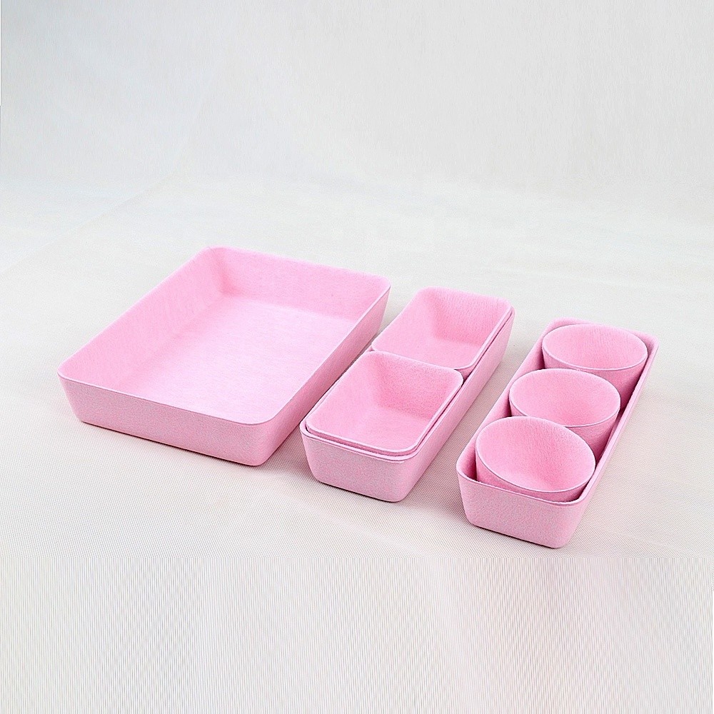 New Arrival Non Woven Small Size Polyester Basket Snack Cosmetic Organizing Box Felted Storage Basket for Cabinet Office