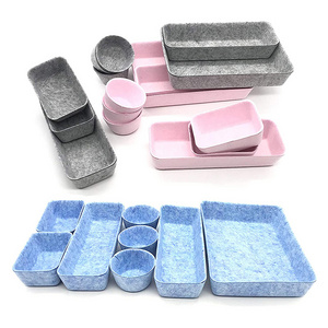 New Arrival Non Woven Small Size Polyester Basket Snack Cosmetic Organizing Box Felted Storage Basket for Cabinet Office