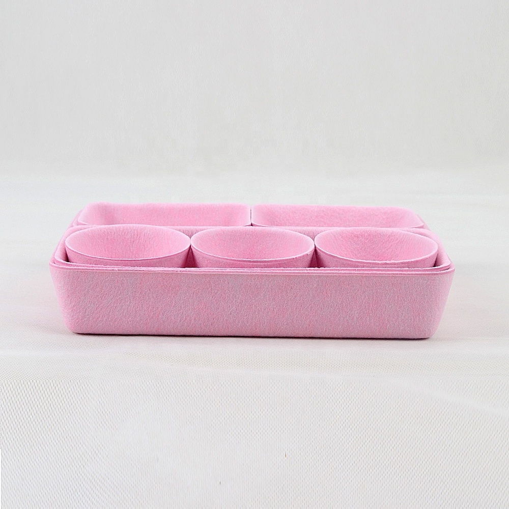 New Arrival Non Woven Small Size Polyester Basket Snack Cosmetic Organizing Box Felted Storage Basket for Cabinet Office