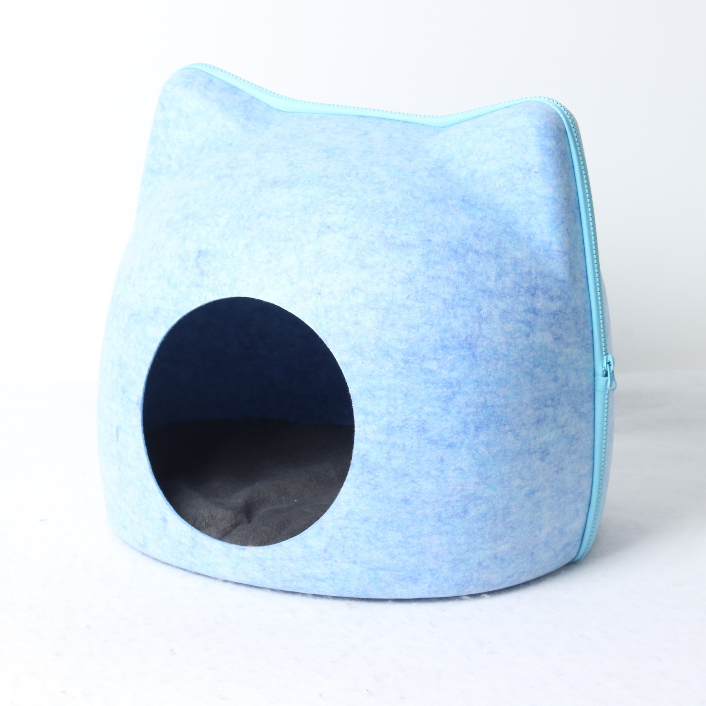 Organic Pet Products Wholesale Cute Cat Shape Cat Bed Soundproof Cat Cave Full Size Bed With Pet House Pet Bed Eco Fiendly