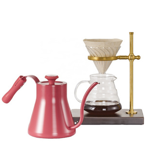 1200ml RED COATING Stainless Steel Pour Over Gooseneck Tea Kettle Coffee Drip Kettle With Thermometer