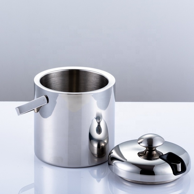 1.2L Stainless Steel Double Wall Insulated Ice Bucket with Lid and Ice Tongs