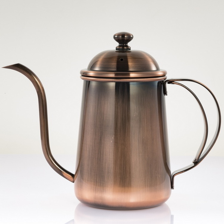 22OZ/650ml Copper Coated Stainless Steel Pour Over Drip Kettle with Gooseneck Spout