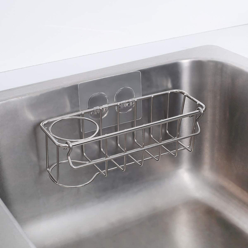 Kitchen Accessories Sink Organizer Adhesive Stainless Steel Sponge Holder Kitchen Sink Caddy