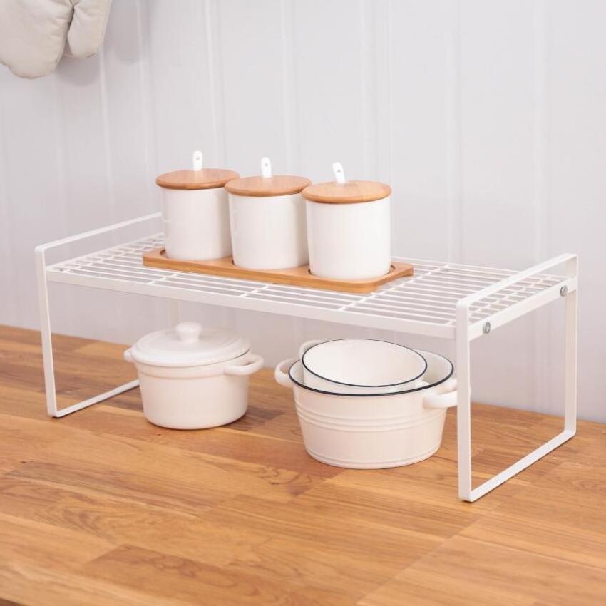 Simple style kitchen organize rack tabletop storage shelf metal storage rack