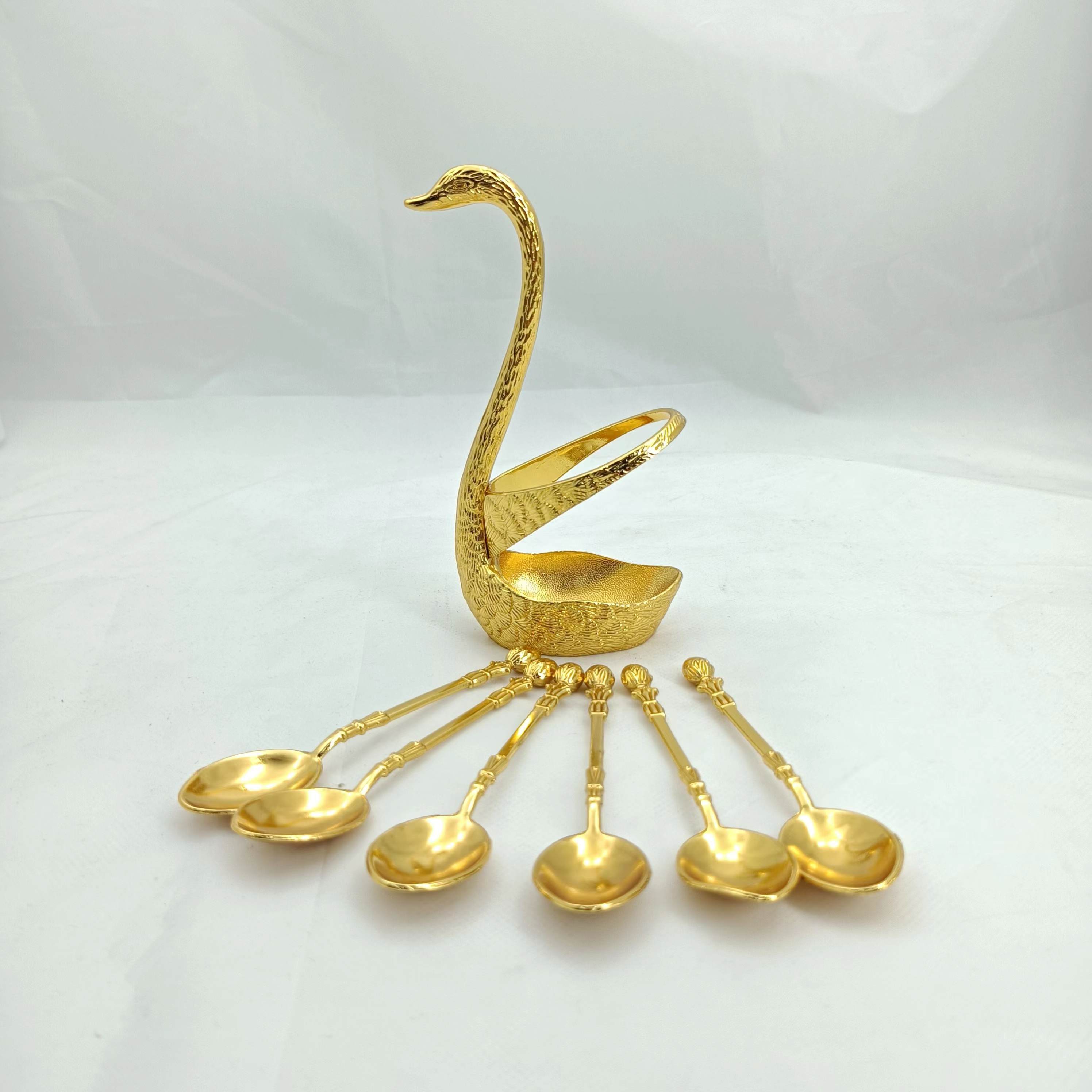 Zinc Alloy Promotion Swan Style Coffee Tea Spoon and Fork Tableware Swan Shape Spoon Holder