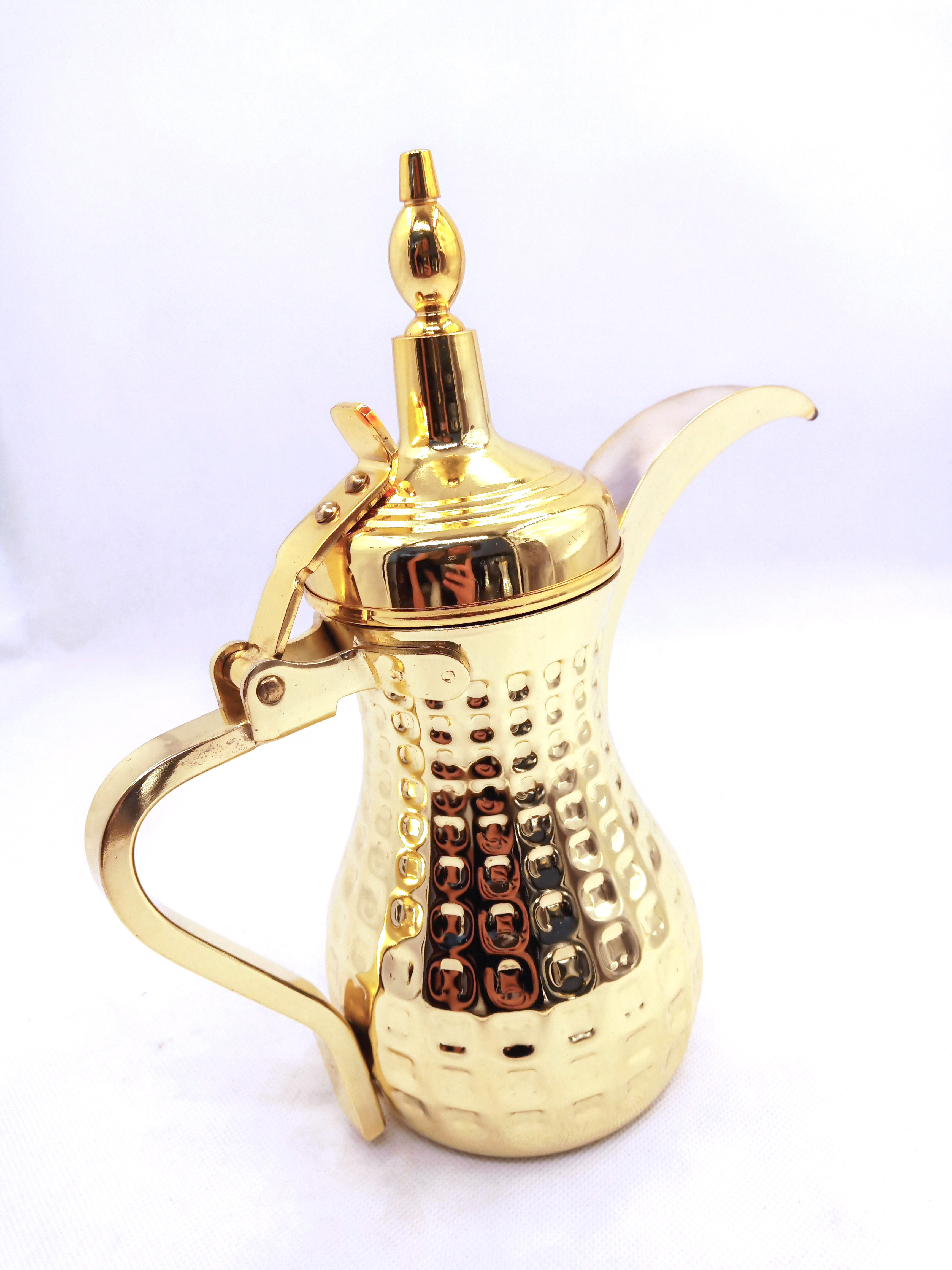 High Quality Arabic Gold Silver Teapot 12oz/22oz/26oz Stainless Steel Dallah Coffee Pot