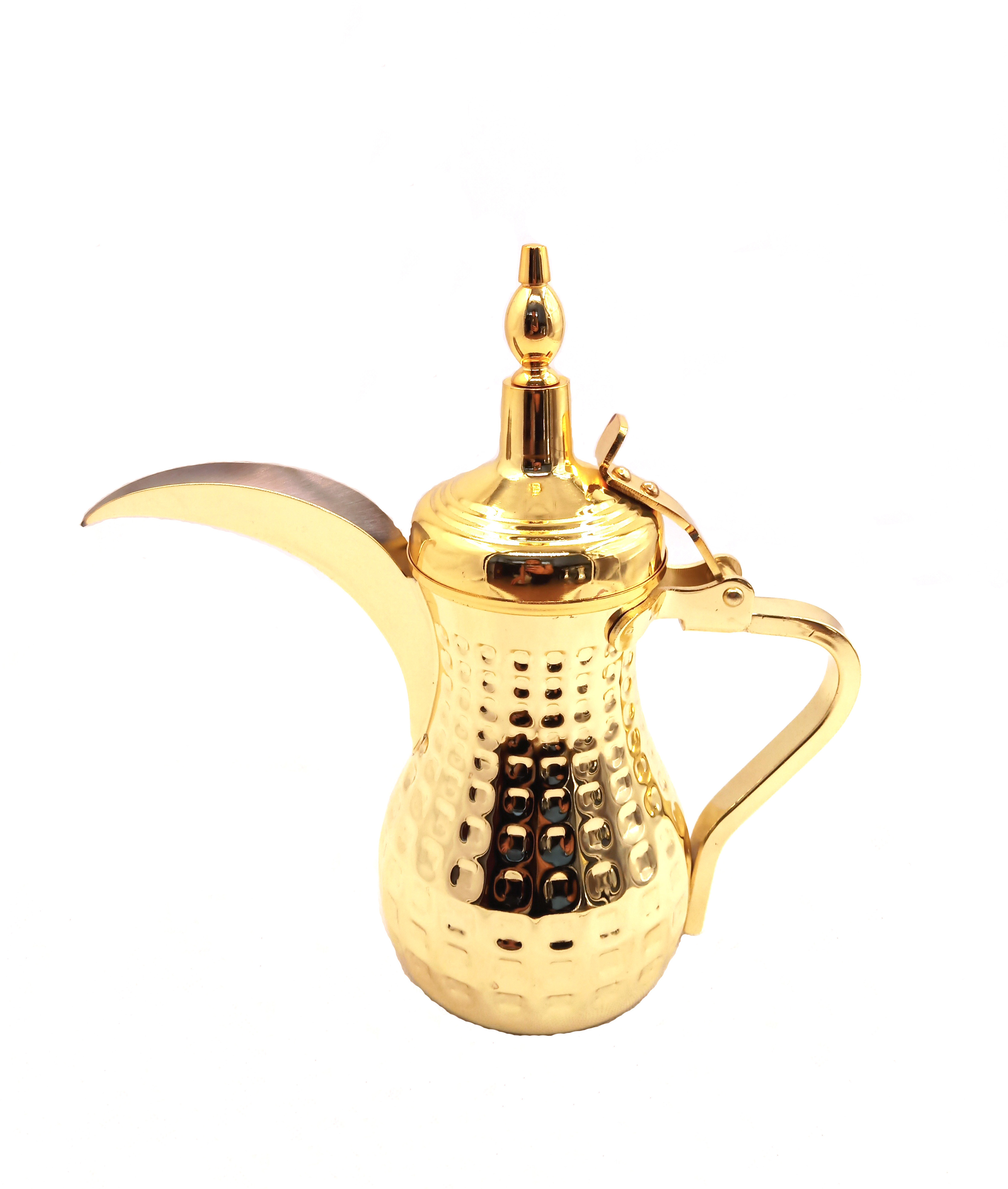 High Quality Arabic Gold Silver Teapot 12oz/22oz/26oz Stainless Steel Dallah Coffee Pot