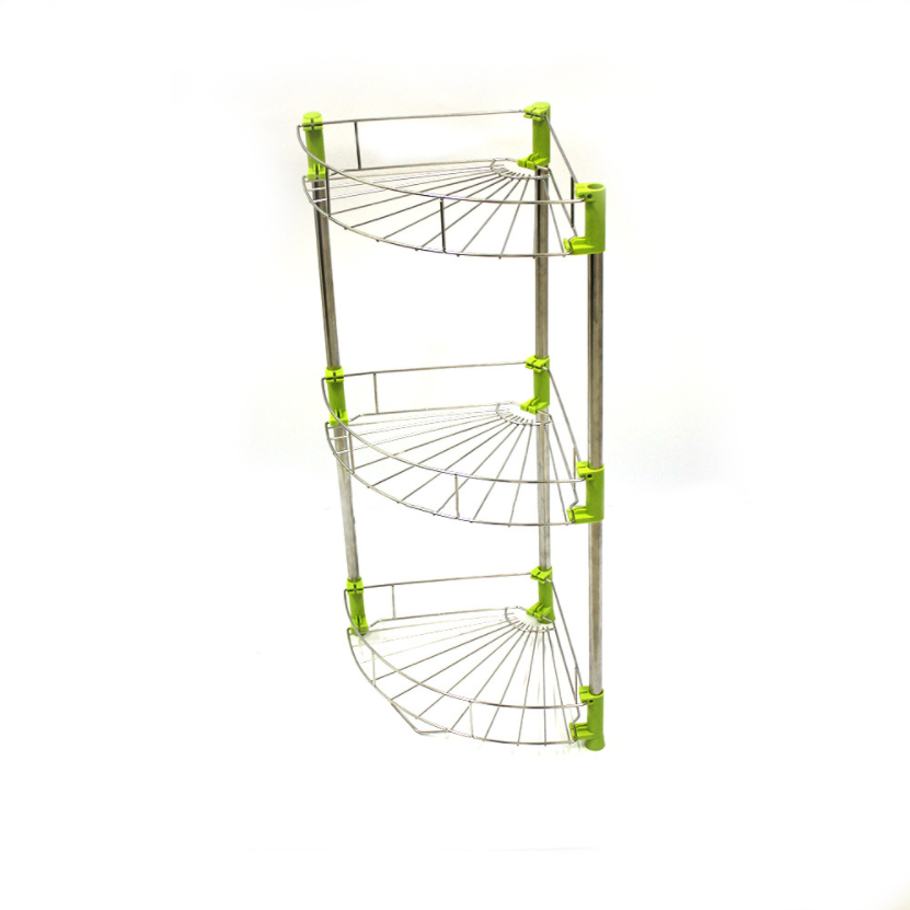 Detachable Household Corner Wire Rack Kitchen Organization Shelving with 3 Tier Chrome Shelves