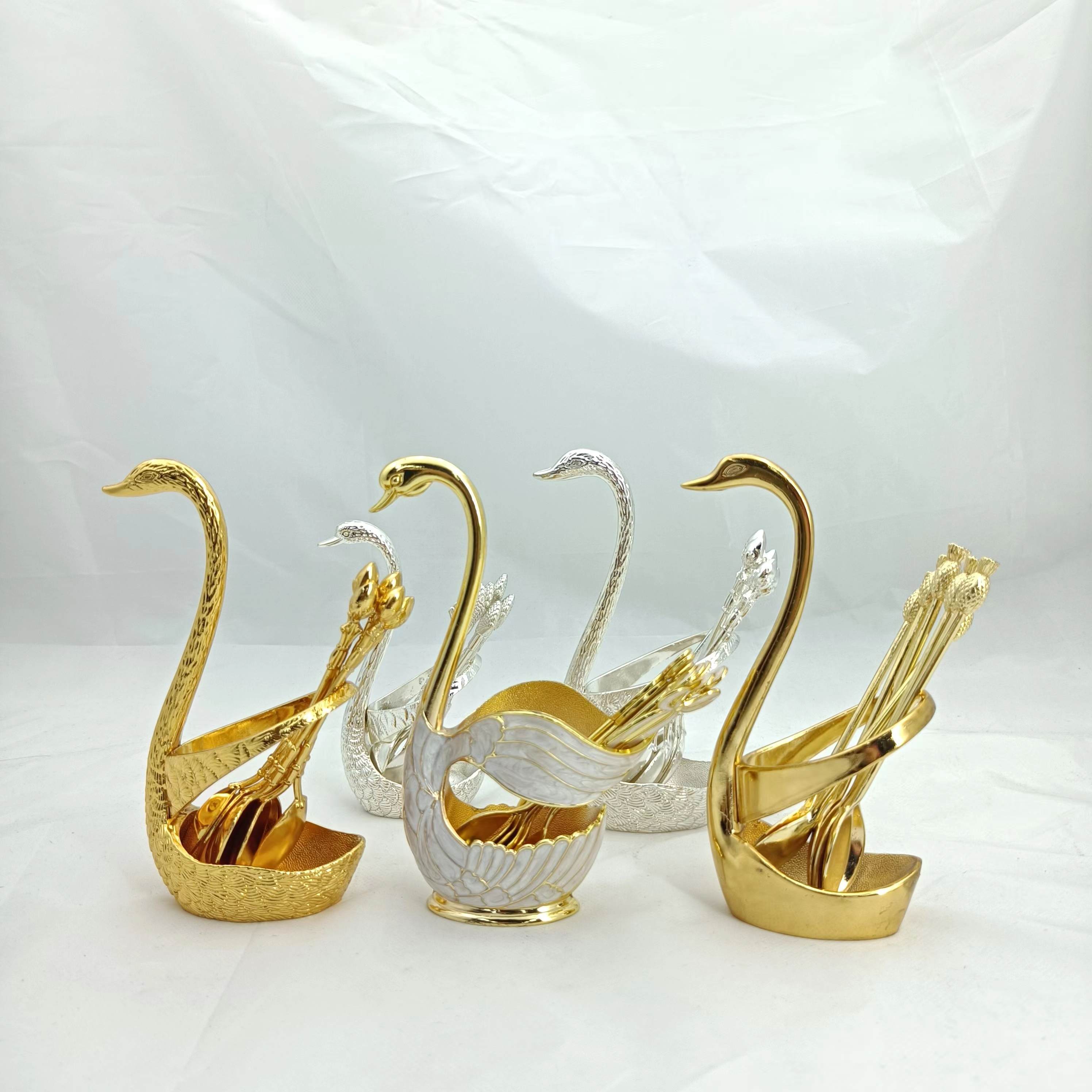 The Latest Cute Swan Fork Holder Kitchen Storage Nordic Spoon Holder Retro Creative Metal Fork Rack