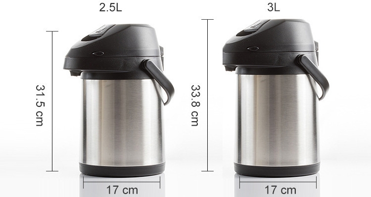 2.5L 3.0L 3.5L 4.0L Vacuum Jug Double Wall Pump Air Pressure Coffee Pot Vacuum Stainless Steel Thermo Jug