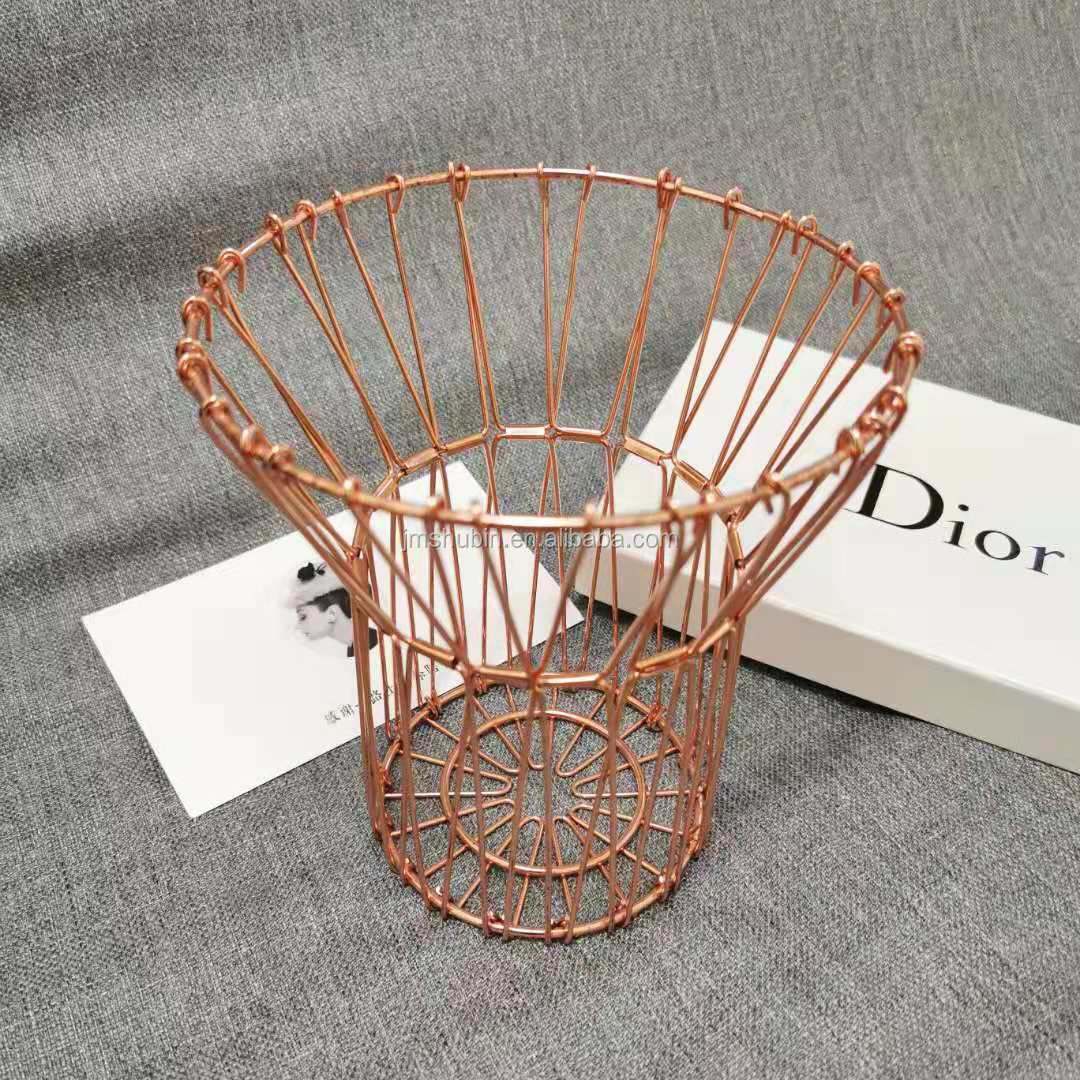 European Copper gold plate seven-fold Iron wire fruit basket