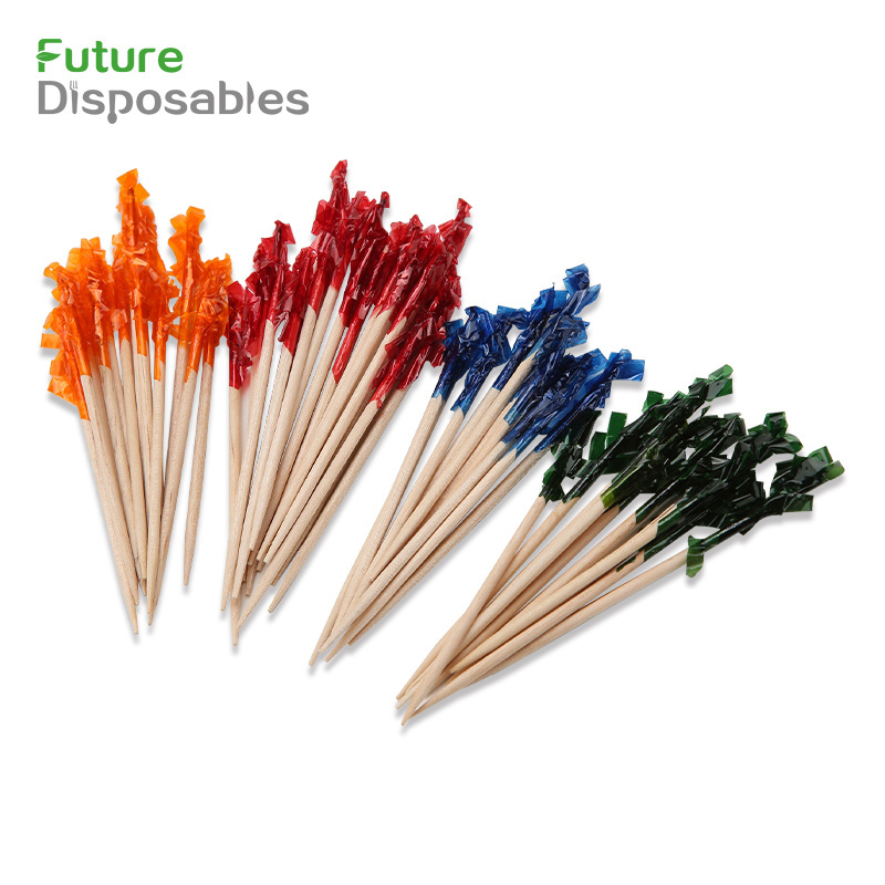 Cocktail Picks 4.7 Inch Fruit Sticks Bamboo Toothpicks for Luau Hawaii Beach Party Supplies