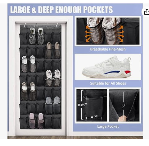 Over The Door Shoe Organizers 35 Durable Mesh Pockets Hanging Shoe Organizer Shoe Rack