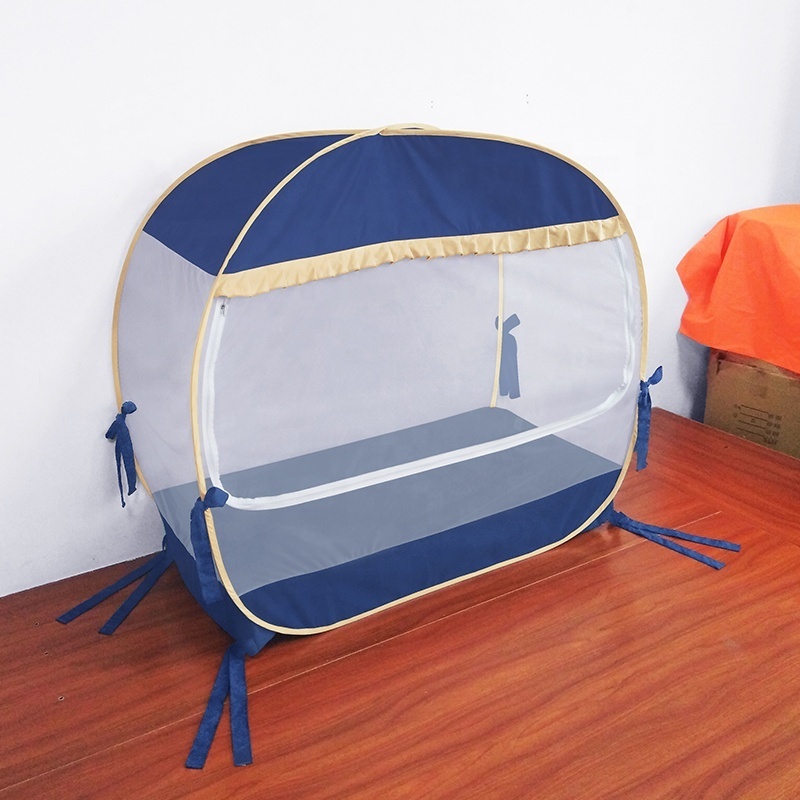 Lovely Navy Blue Baby Crib Bed Safety Protect Nets Prevent Climb Free Install Pop up Skin-friendly Mosquito Net Tent