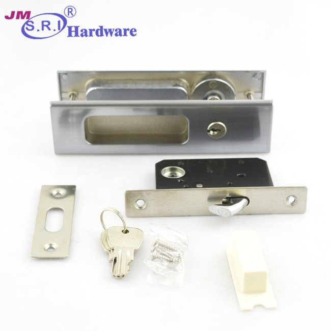 Hot sale rectangle zinc alloy sliding door lock , sliding door key lock , hidden door lock