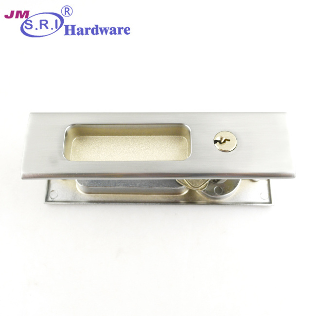 Hot sale rectangle zinc alloy sliding door lock , sliding door key lock , hidden door lock