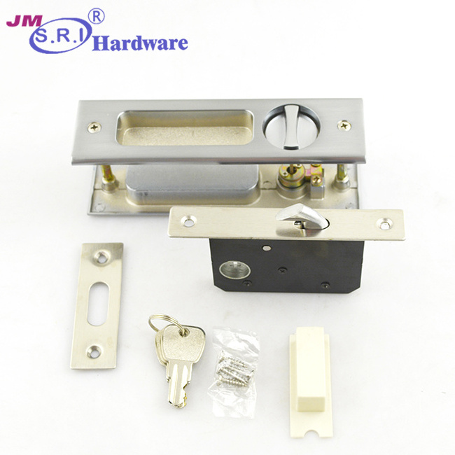 Hot sale rectangle zinc alloy sliding door lock , sliding door key lock , hidden door lock