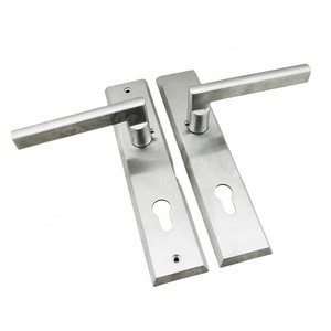 Modern style SUS304 door lever handle on plate , lever type door handle for aluminum door