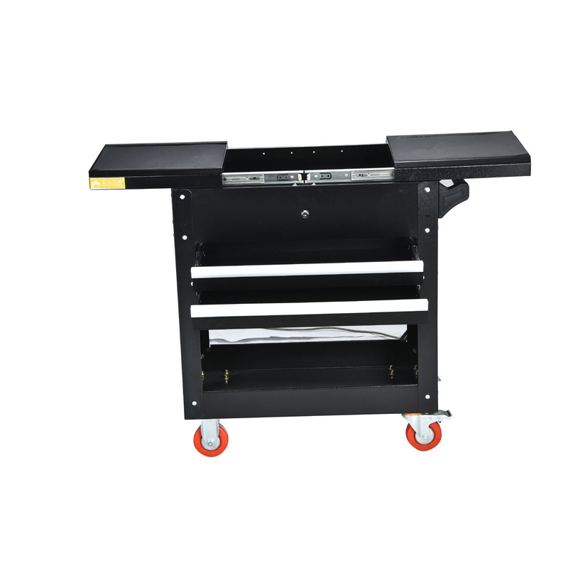 Rolling Mechanics Tool Cart Slide Top Utility Storage Cabinet Toolbox Tool Organizer with Open Lid and 2 Sliding Drawers