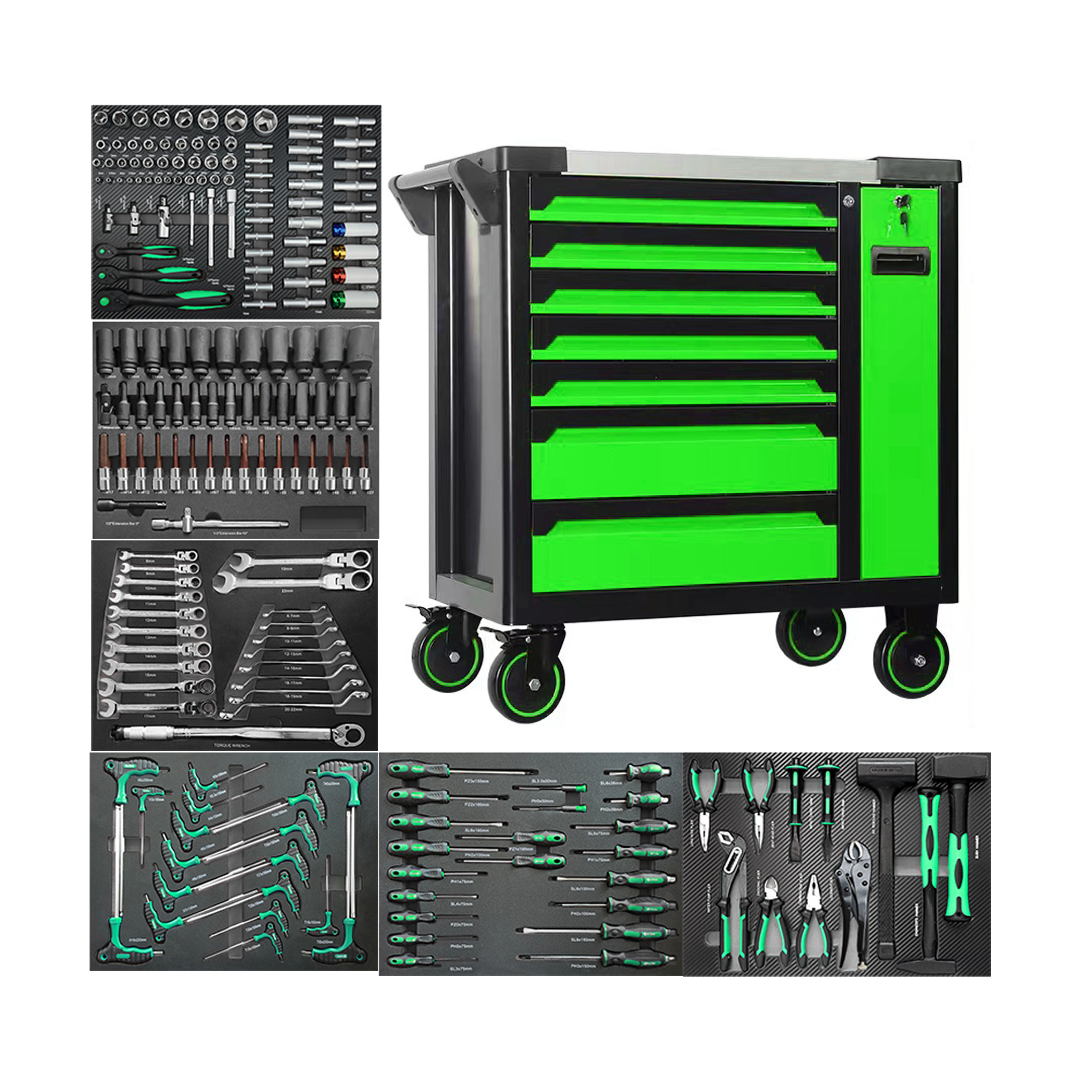 2024 New Design Tool Set Box Storage Cabinet With 202 PCS Mechanic Tool Kit Workshop Tool Chest