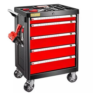 5-Drawer Rolling Tool Box Equipment Storage Garage Steel Tool Chest With Tool Sets