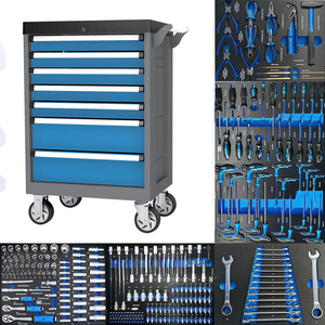 258 Pcs Tool Sets Box 7 Drawers Rolling Metal Tool Cabinet Trolley Cart With Workshop Tools