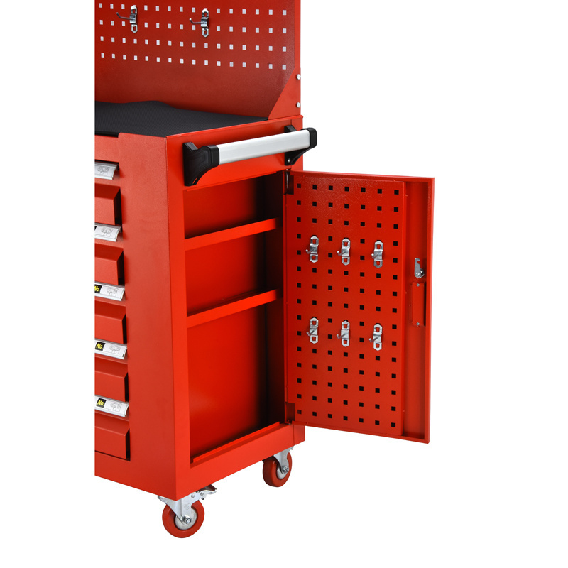 Rolling Tool Cabinet Storage Chest Box Garage Toolbox Organizer Drawer with side cabinet and back panel