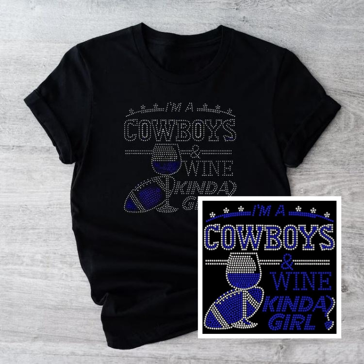 Logo designs Crystal Iron on transfer Rhinestone Dallas Cowboys heat transfer Custom Strass Football designs