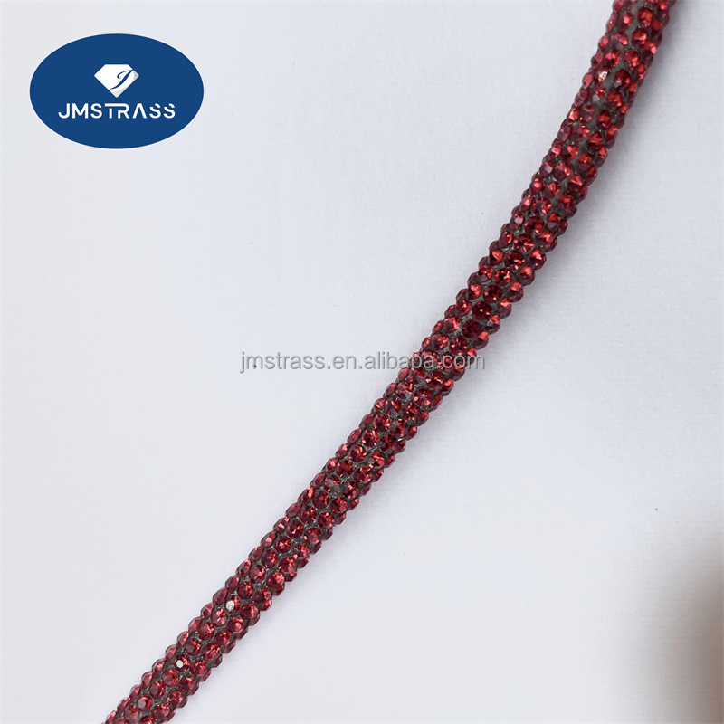 sequins fabrics 6mm 8rows crystal rhinestone Costume decoration tube rope hot fix crystal rhinestone strip for decoration