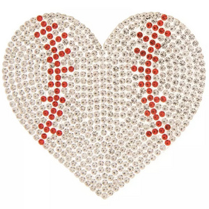 Wholesale DIY Bling Rhinestone Heart Patch for T-shirt Bag Crystal Rhinestone Patch Heart Glitter Iron on Jean Patches