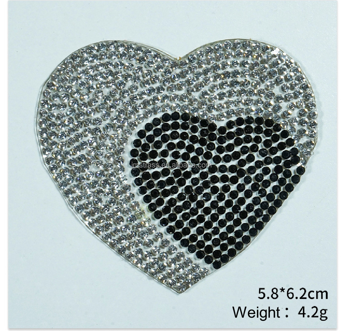 Wholesale DIY Bling Rhinestone Heart Patch for T-shirt Bag Crystal Rhinestone Patch Heart Glitter Iron on Jean Patches