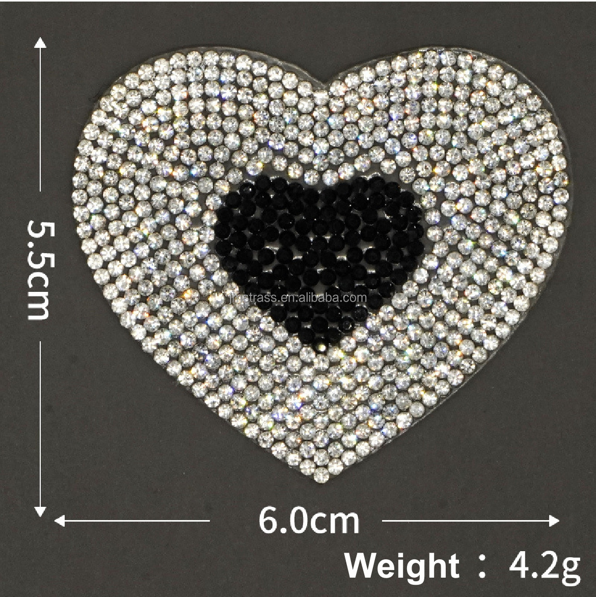 Wholesale DIY Bling Rhinestone Heart Patch for T-shirt Bag Crystal Rhinestone Patch Heart Glitter Iron on Jean Patches