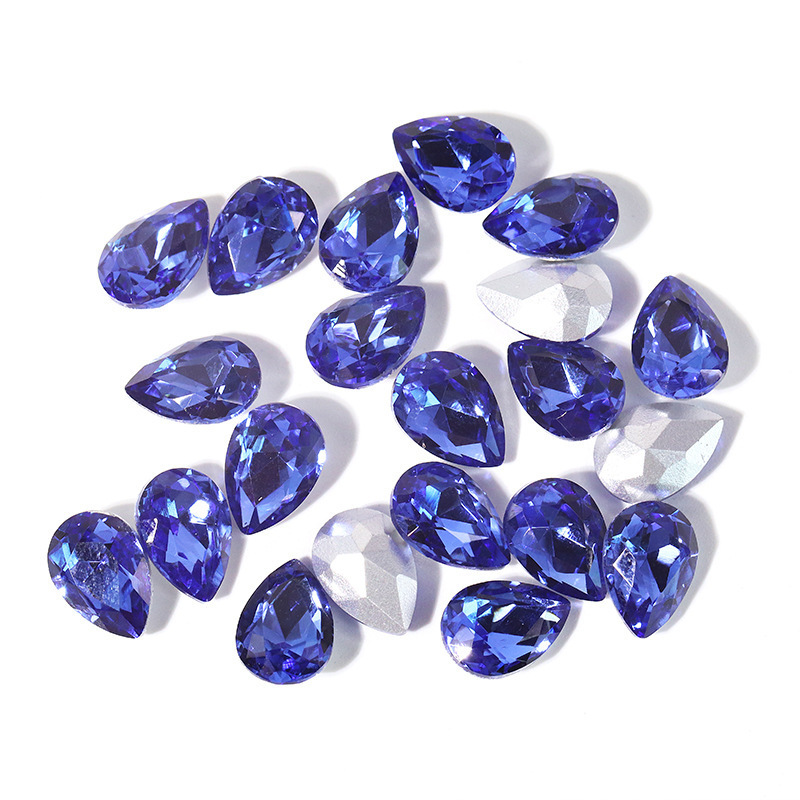 Teardrop Glass Stones Silver Rhinestones Clear Crystal Sew On Rhinestones