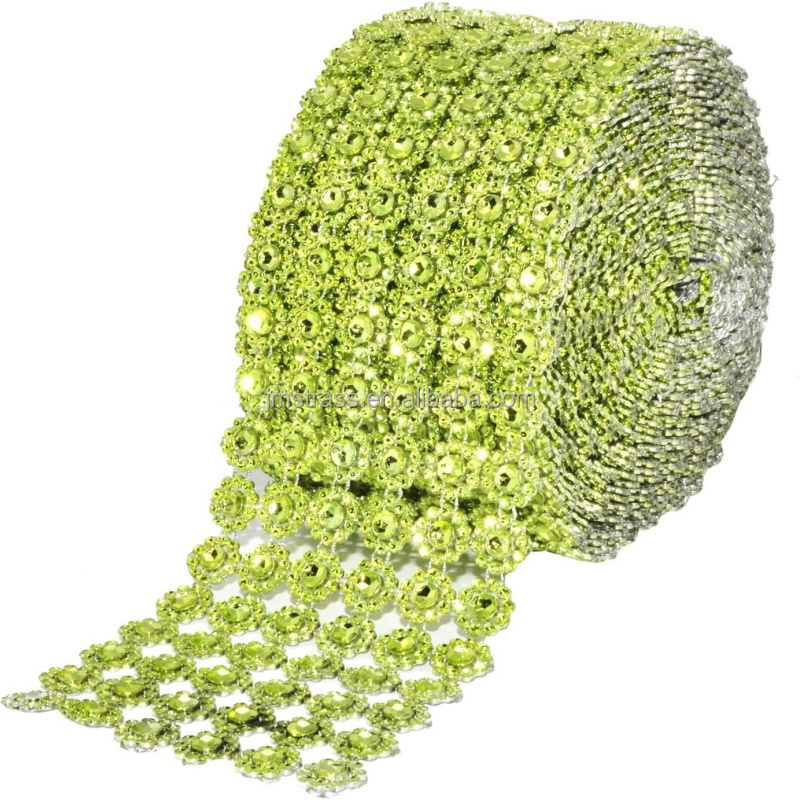 Wholesale Ribbon Trimming Plastic Acrylic Rhinestone Decorative Diamond Mesh Wrap Roll For Gift packaging