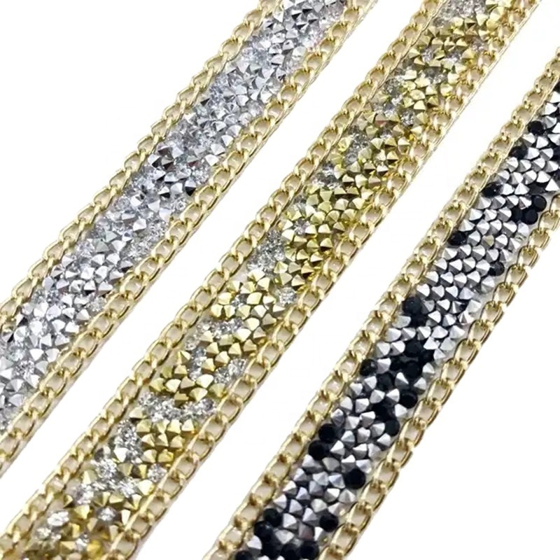 1cm Hotfix Colorful Ab Rhinestone Trim Crystal Fabric Ribbon Strass Banding Resin Rhinestone Mesh For shoes decoration