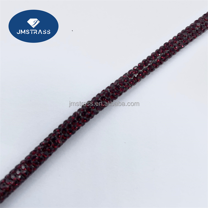 sequins fabrics 6mm 8rows crystal rhinestone Costume decoration tube rope hot fix crystal rhinestone strip for decoration